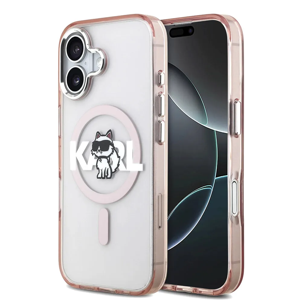 Custodia MagSafe per Apple iPhone 17, Karl Lagerfeld, IML Sketch Logo Choupette, Rosa - immagine 1