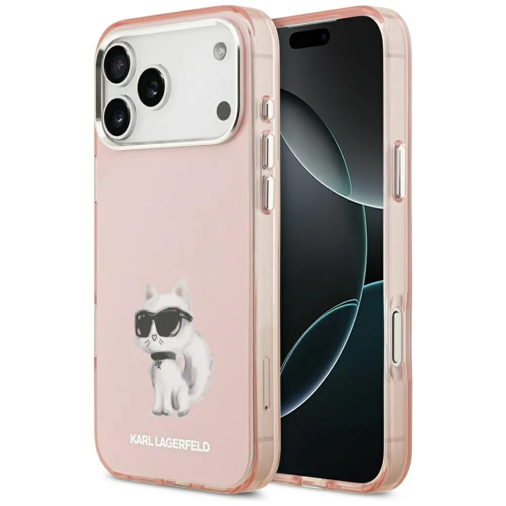Custodia MagSafe per Apple iPhone 17 Pro, Karl Lagerfeld, IML Aquarelle Logo Choupette, Rosa - immagine 1