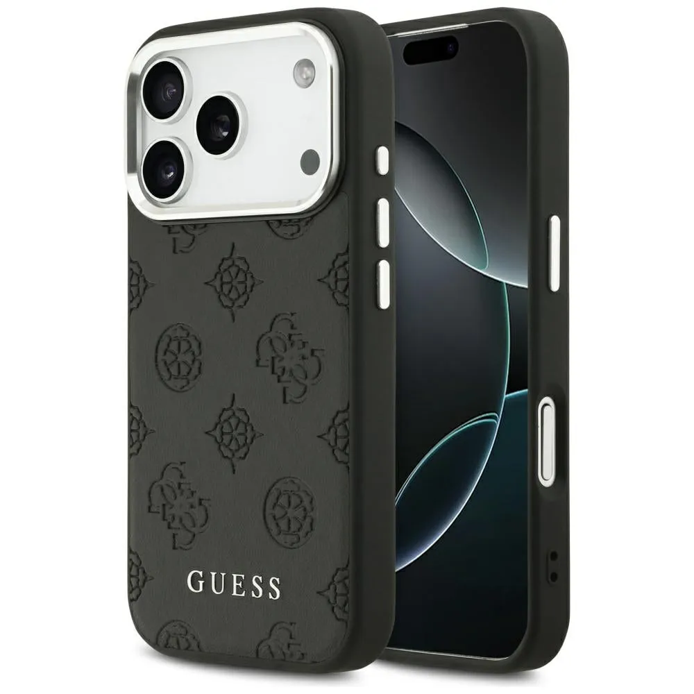 Custodia MagSafe per Apple iPhone 17 Pro, Guess, Peony Hot Stamp Script, Nera - immagine 1