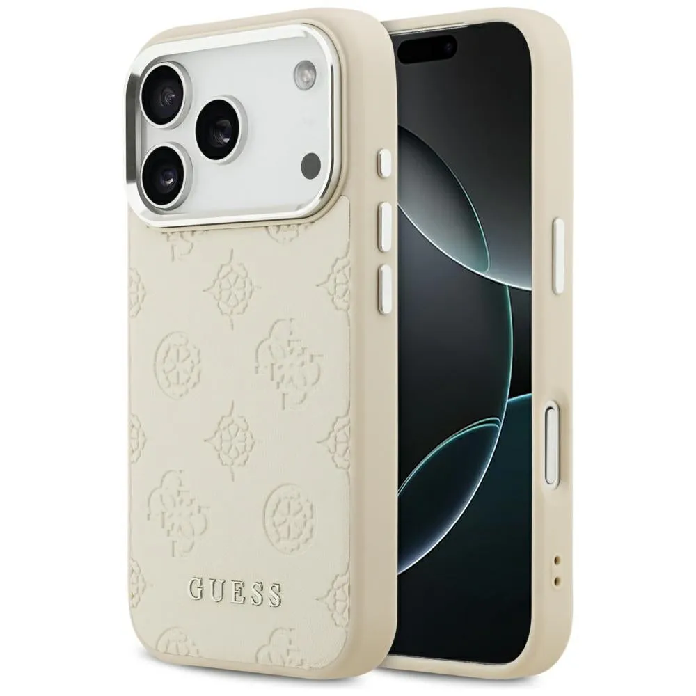 Custodia MagSafe per Apple iPhone 17 Pro, Guess, Peony Hot Stamp Script, Beige - immagine 1