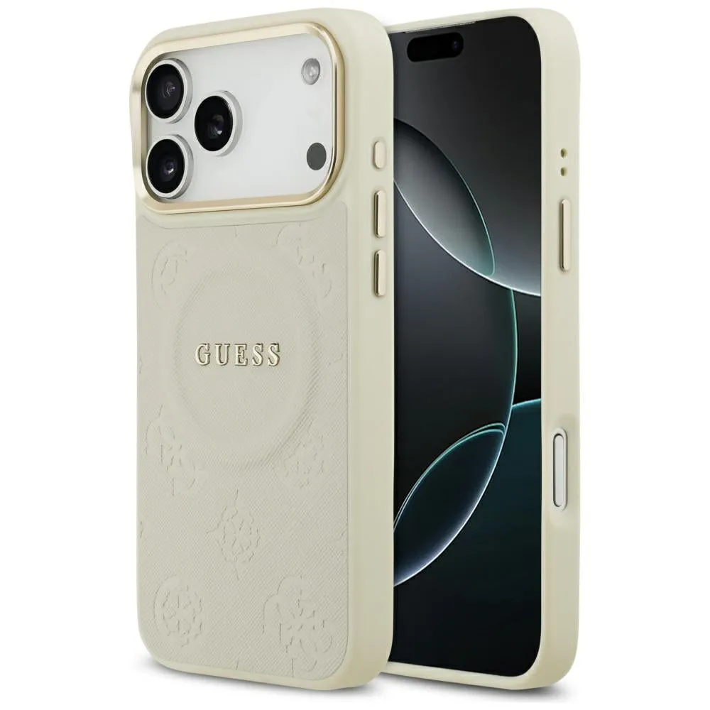Custodia MagSafe per Apple iPhone 17 Pro Max, Guess, Peony Hot Stamp, Beige - immagine 1