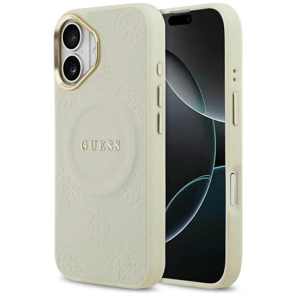 Custodia MagSafe per Apple iPhone 17, Guess, Peony Hot Stamp, Beige - immagine 1