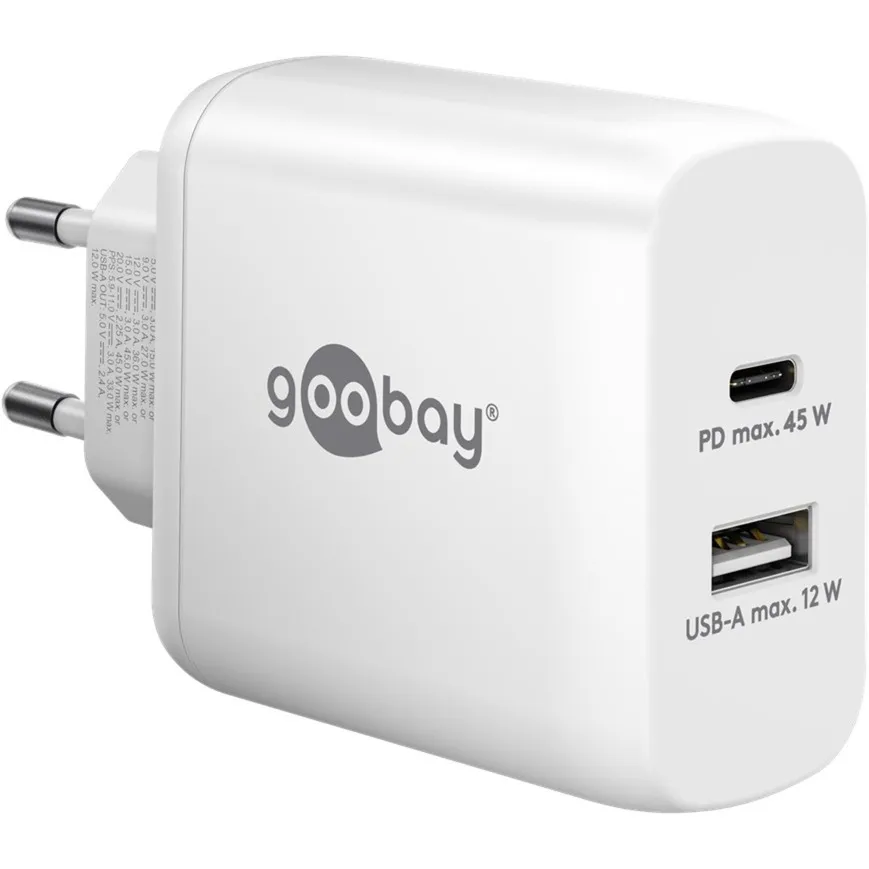 Caricatore rapido doppio USB-C PD 45 watt, Caricabatterie - immagine 1