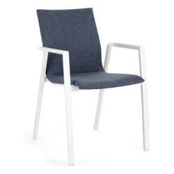 Sedia con braccioli alluminio, textilene ODEON Bianco e Denim 0663330 - immagine 1