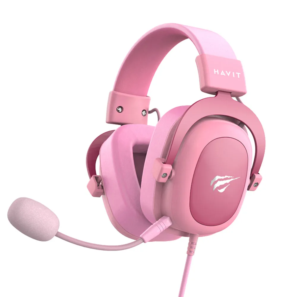 Cuffie Gaming 3.5mm HAVIT H2002D, 2m, Rosa - immagine 1