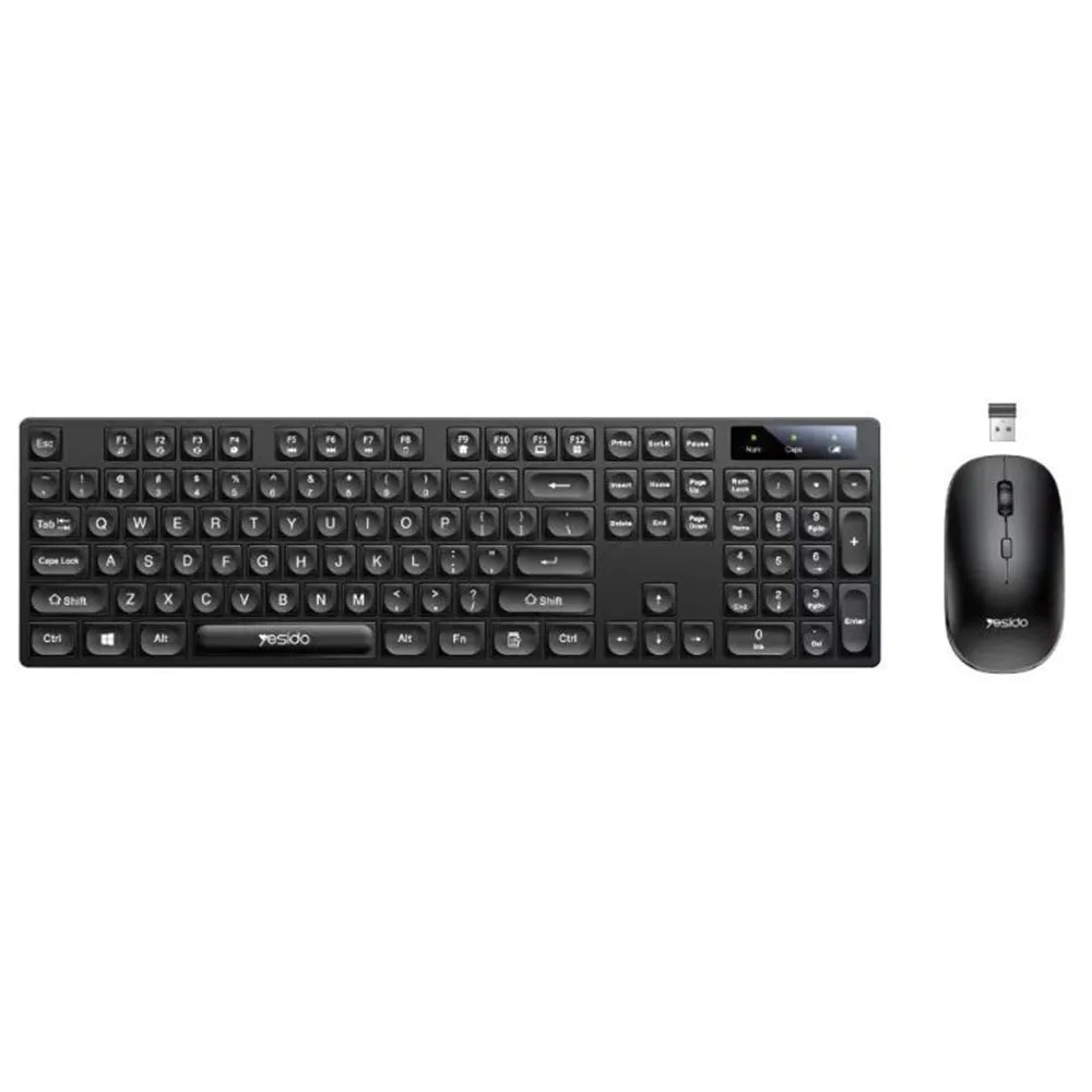 Kit Tastiera e Mouse Wireless Yesido KB42, Nero - immagine 1