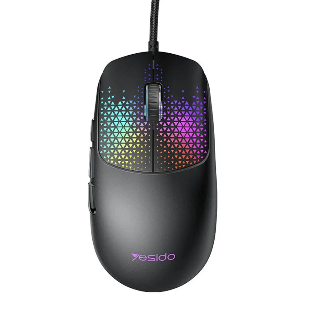 Mouse Gaming Cablato USB Yesido KB32, RGB, 7200DPI, Nero - immagine 1