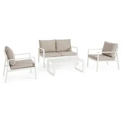 Set da esterno alluminio, textilene, poliestere HILDE 4 posti Bianco 0664002 - immagine 1