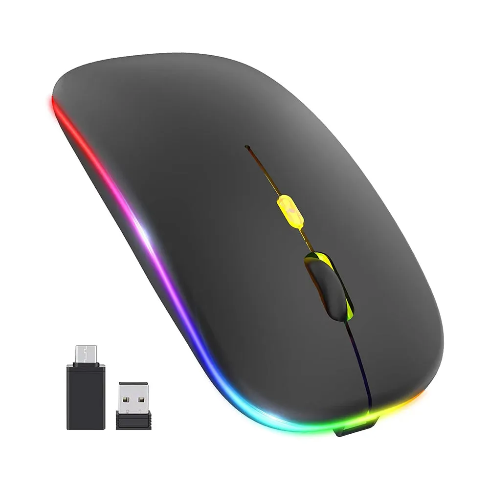 Mouse Wireless Techsuit M1, RGB, 1600DPI, BT / Wi-Fi, Nero - immagine 1