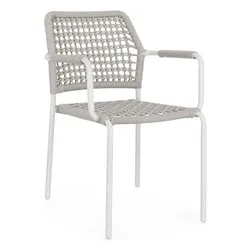Sedia con braccioli alluminio, poliestere RAJADA Bianco 0666031 - immagine 1