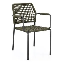 Sedia con braccioli alluminio, poliestere RAJADA Antracite e Verde 0666028 - immagine 1