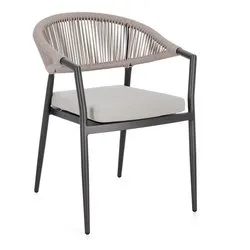 Sedia con braccioli alluminio, polipropilene MILLOR Antracite e Khaki 0666053 - immagine 1