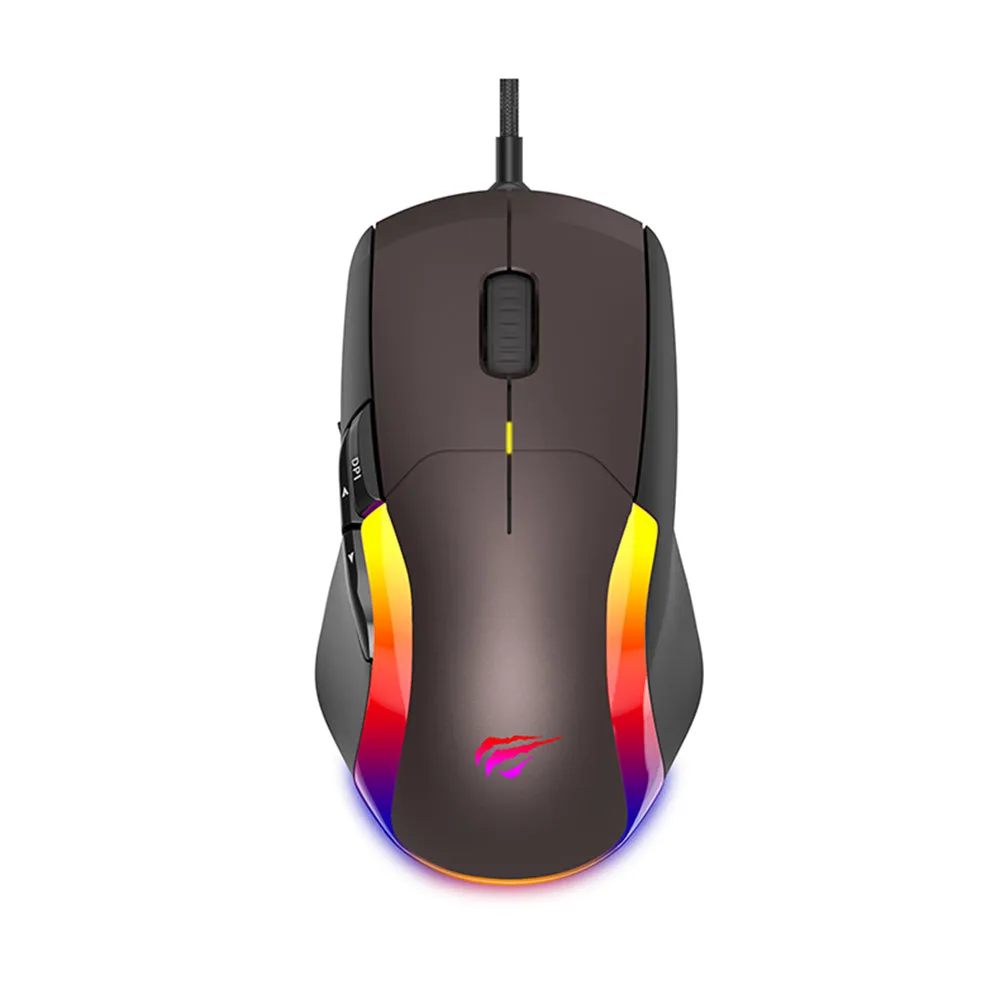 Mouse Gaming Cablato USB HAVIT MS959S, RGB, 1200DPI - 8000DPI, 1.6m, Nero Ocra - immagine 1
