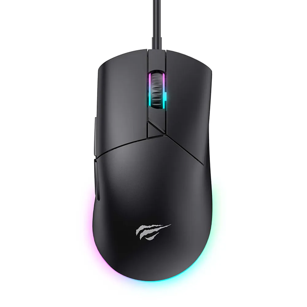 Mouse Gaming Cablato USB HAVIT MS1038, RGB, 1200DPI - 7200DPI, 1.6m, Nero - immagine 1