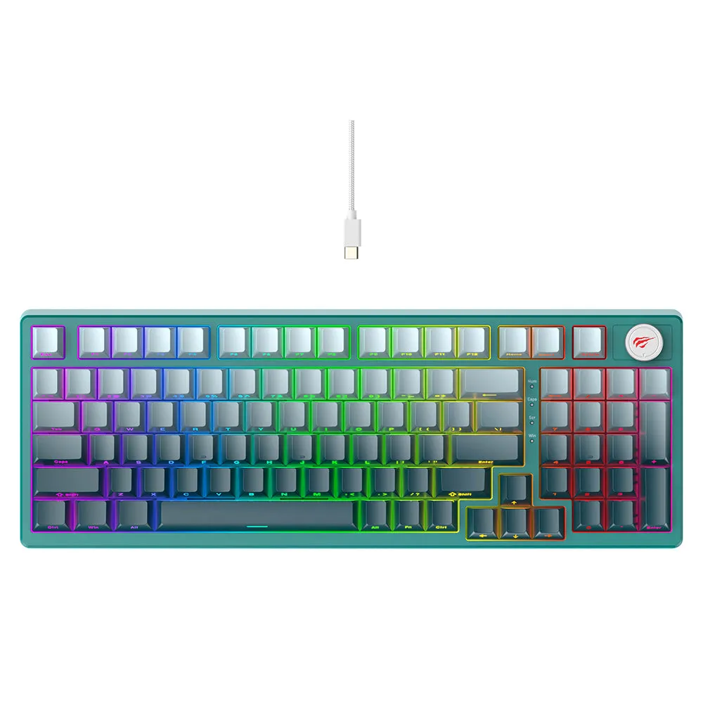 Tastiera Gaming Wired USB HAVIT KB899L, RGB, 1,8m, Bianco Verde - immagine 1
