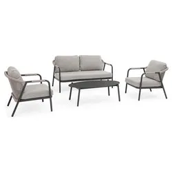 Set da esterno alluminio, poliestere MIRAVET 4 posti Antracite e Khaki 0666133 - immagine 1