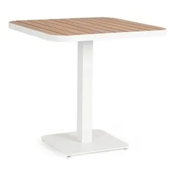 Tavolo da esterno alluminio BELMAR Allungabile Effetto legno e Bianco (75x75x75cm) 0663793 - immagine 1