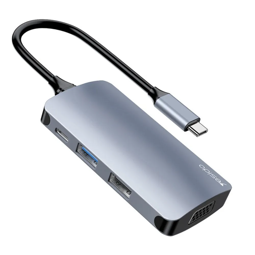 Hub USB-C Yesido HB16, 7in1, Grigio - immagine 1