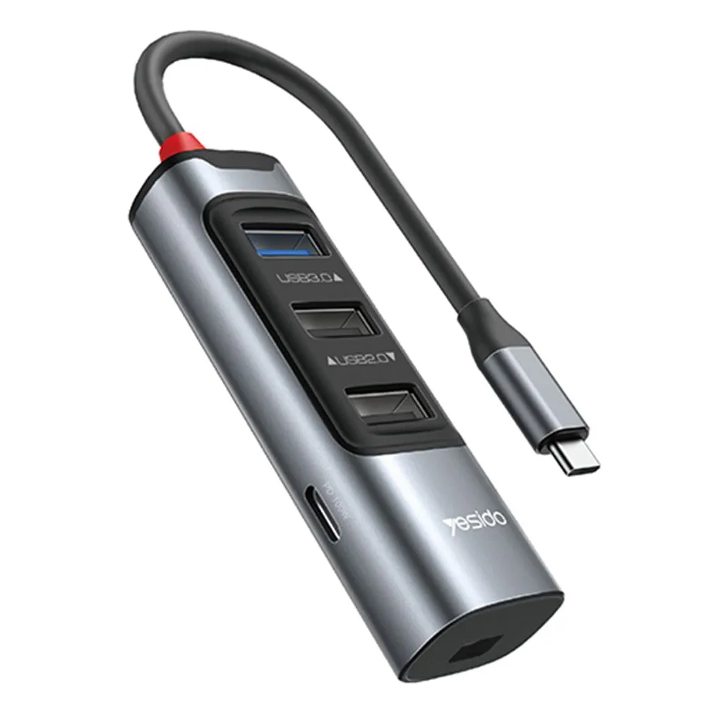 Hub USB-C Yesido HB24, 5in1, Grigio - immagine 1
