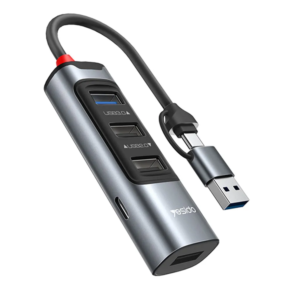 Hub USB / USB-C Yesido HB20, 5in1, Grigio - immagine 1