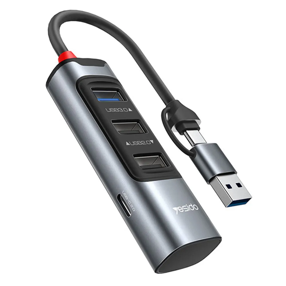 Hub USB / USB-C Yesido HB19, 4in1, Grigio - immagine 1