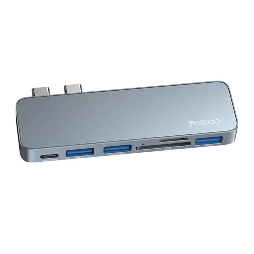 Hub USB-C Yesido HB10 per Apple MacBook Pro / Air Series, 6in1, Grigio - immagine 1