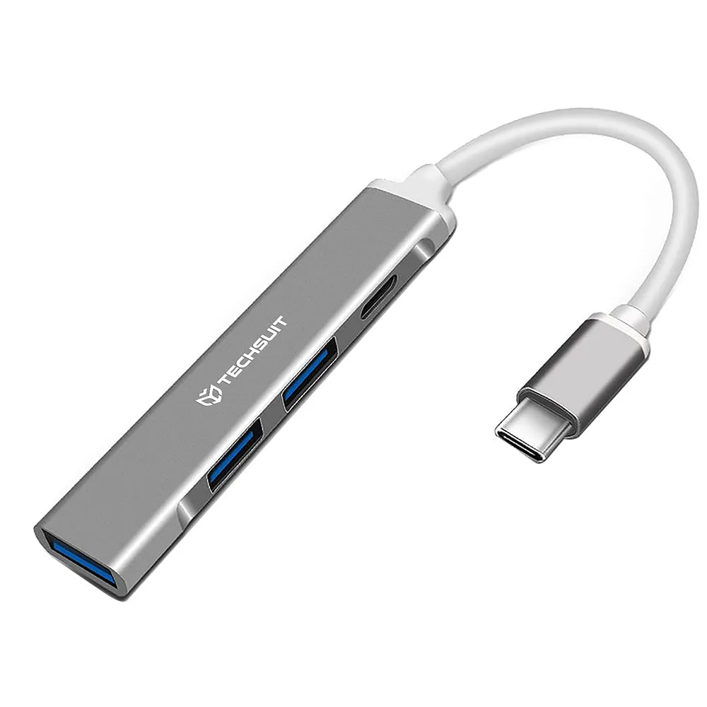 Hub USB-C Techsuit H18 PolarisBridge, 4in1, Grigio Bianco - immagine 1