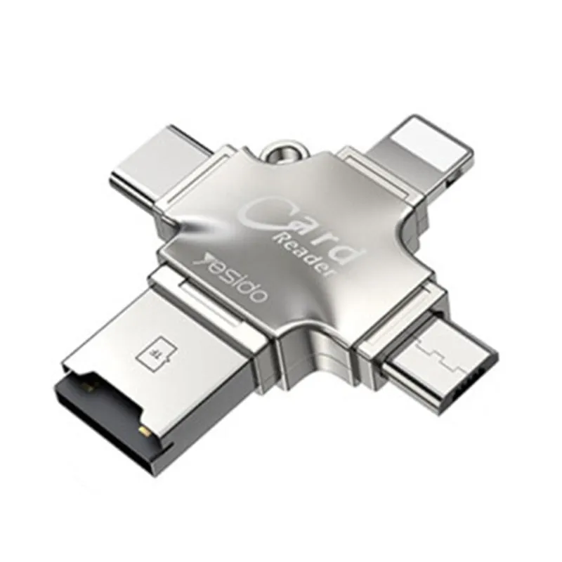 Lettore di schede USB / USB-C / Lightning / microUSB Yesido GS13, microSD, Argento - immagine 1