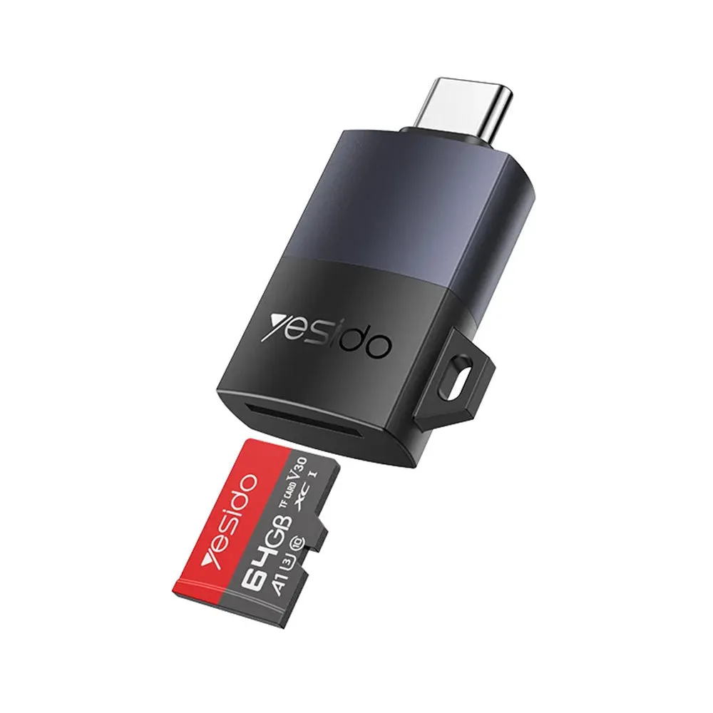 Lettore di schede USB-C Yesido GS37, microSD, Nero - immagine 1