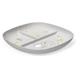 Piatto fondo bimbo plastica (24x21x2,6cm) porzionato 3P Grigio 00016003350000 - immagine 1