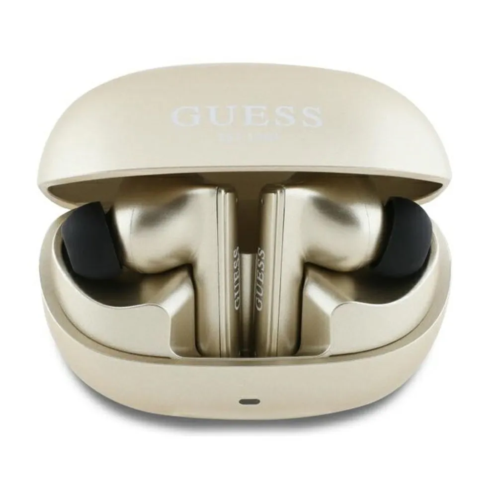 Auricolari Bluetooth Guess Capsule con Logo Stampato, TWS, ANC, Dorato - immagine 1