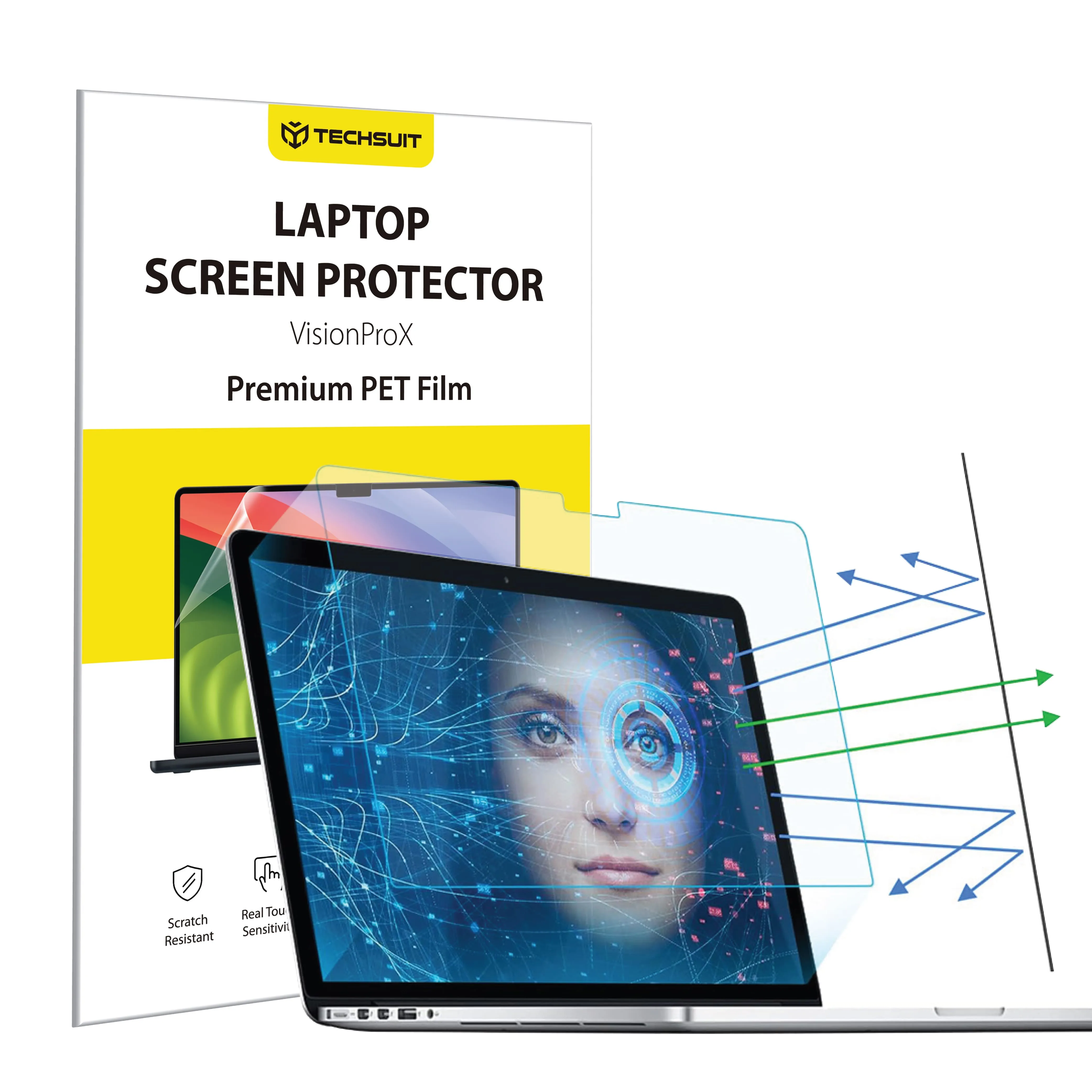 Pellicola Protettiva Schermo Anti Luce Blu Techsuit VisionProX per Apple MacBook Air 13 pollici (2024), Plastica - immagine 1