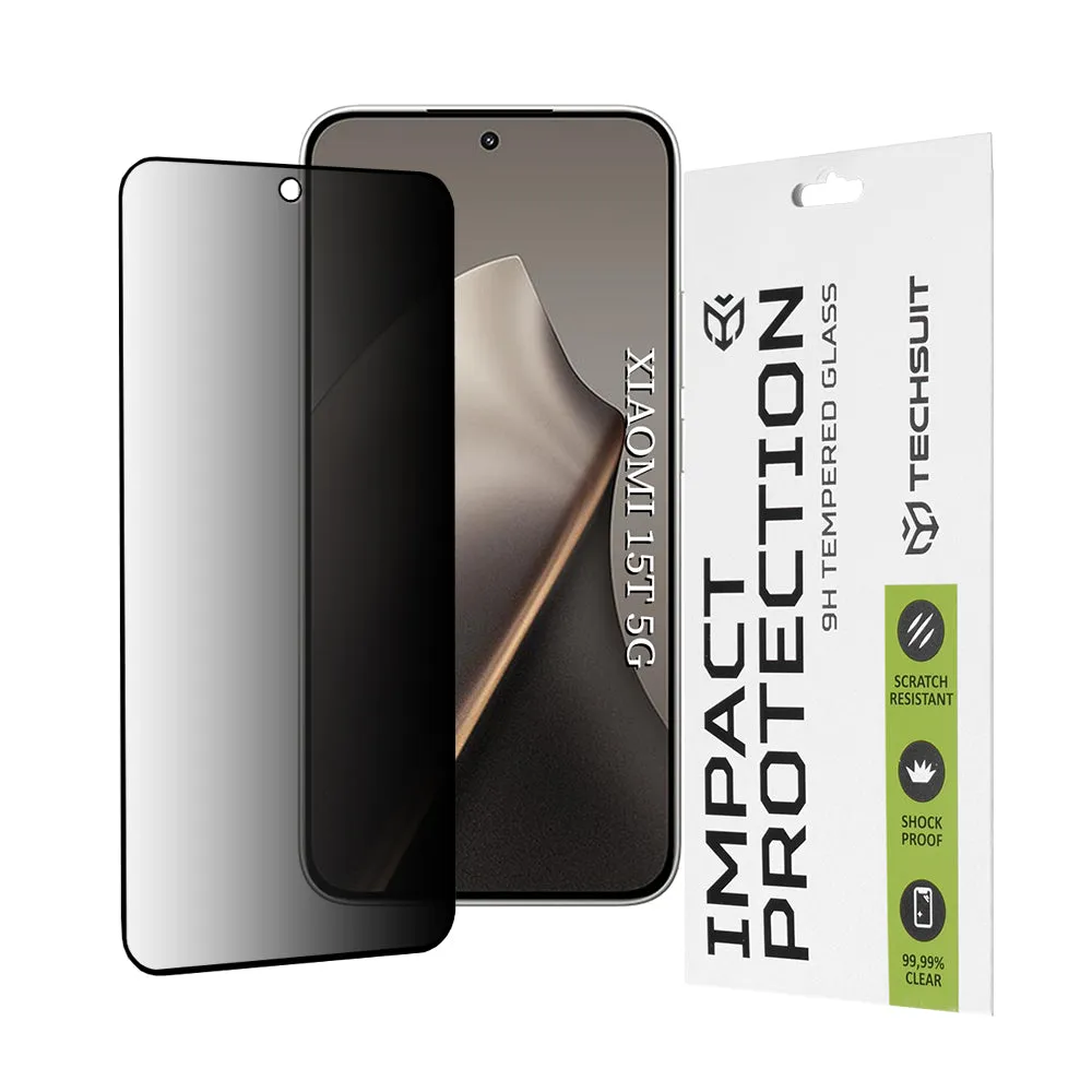 Pellicola protettiva Privacy Techsuit per Xiaomi 15T, Vetro Temperato, Full Glue, 111D - immagine 1
