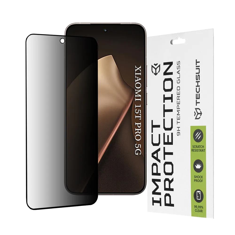 Pellicola Protettiva Schermo Privacy Techsuit per Xiaomi 15T Pro, Vetro Temperato, Full Glue, 111D - immagine 1