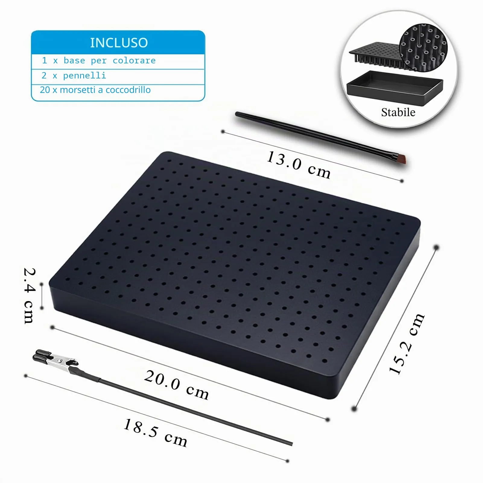 Ruimooto Accessori per modellismo, 20 morsetti a coccodrillo, 2 spazzole e 1 base. Terza mano robusta e stabile. Ideale per accessori modellismo, accessori aerografo, supporto per verniciatura e - immagine 2