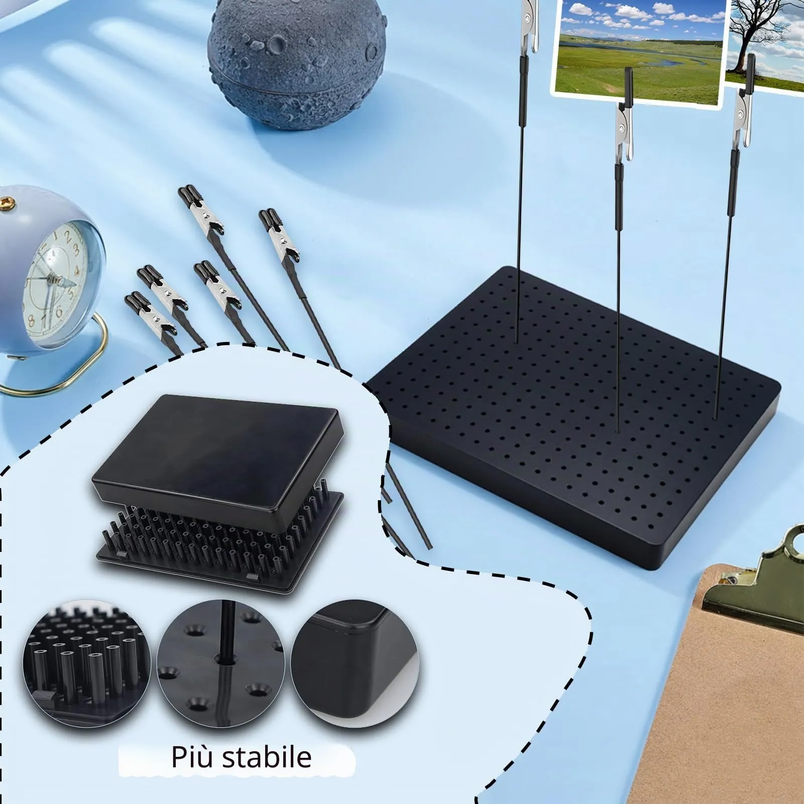 Ruimooto Accessori per modellismo, 20 morsetti a coccodrillo, 2 spazzole e 1 base. Terza mano robusta e stabile. Ideale per accessori modellismo, accessori aerografo, supporto per verniciatura e - immagine 5