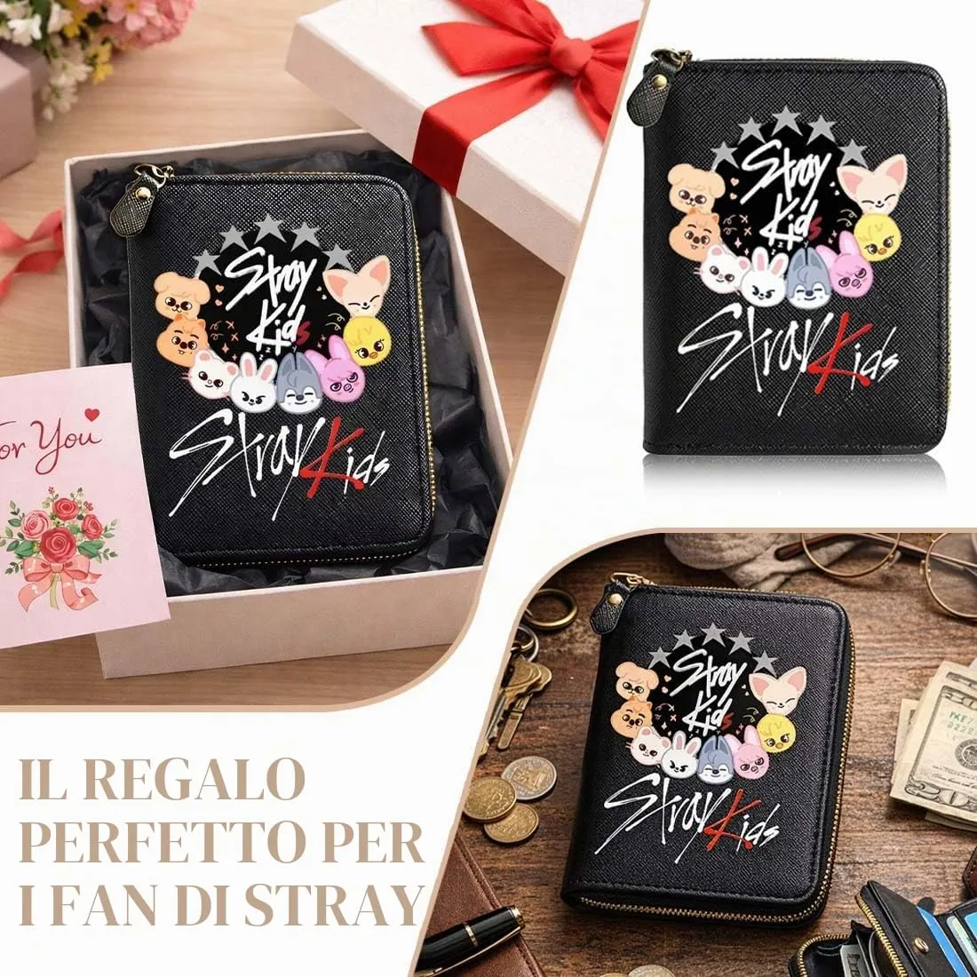 LAKJUOZ Stray, Portafoglio Unisex Skz In Pelle Pu, Chiusura Lampo, Kpop - immagine 5