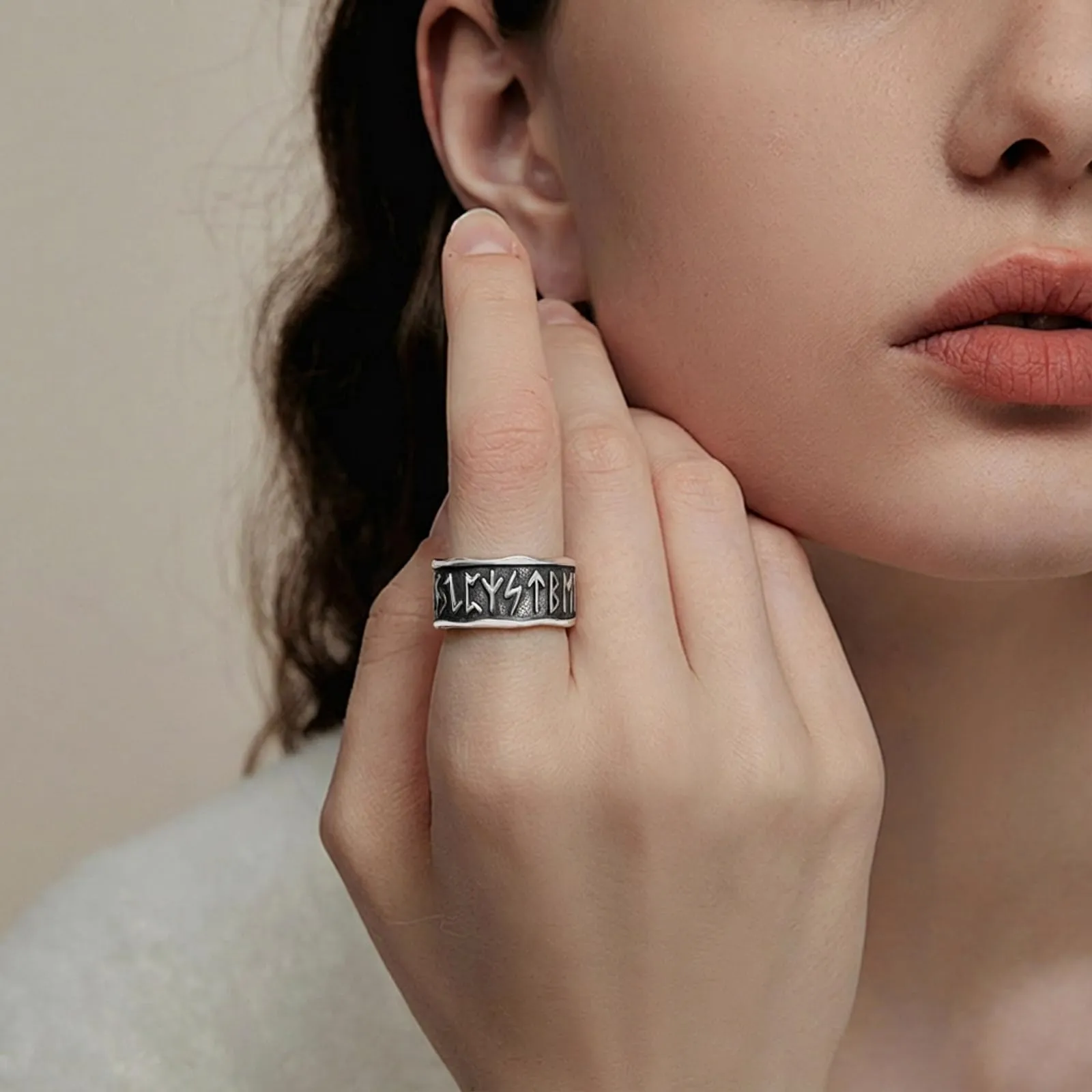 AEONSLOVE Anello Rune Vichinghe Regolabile Argento 925 Anello Fascia Vichingo per Uomo Donna Aperto Anelli Pollice Aperti Regolabili Gioielli Vichinghi Nordici - immagine 6