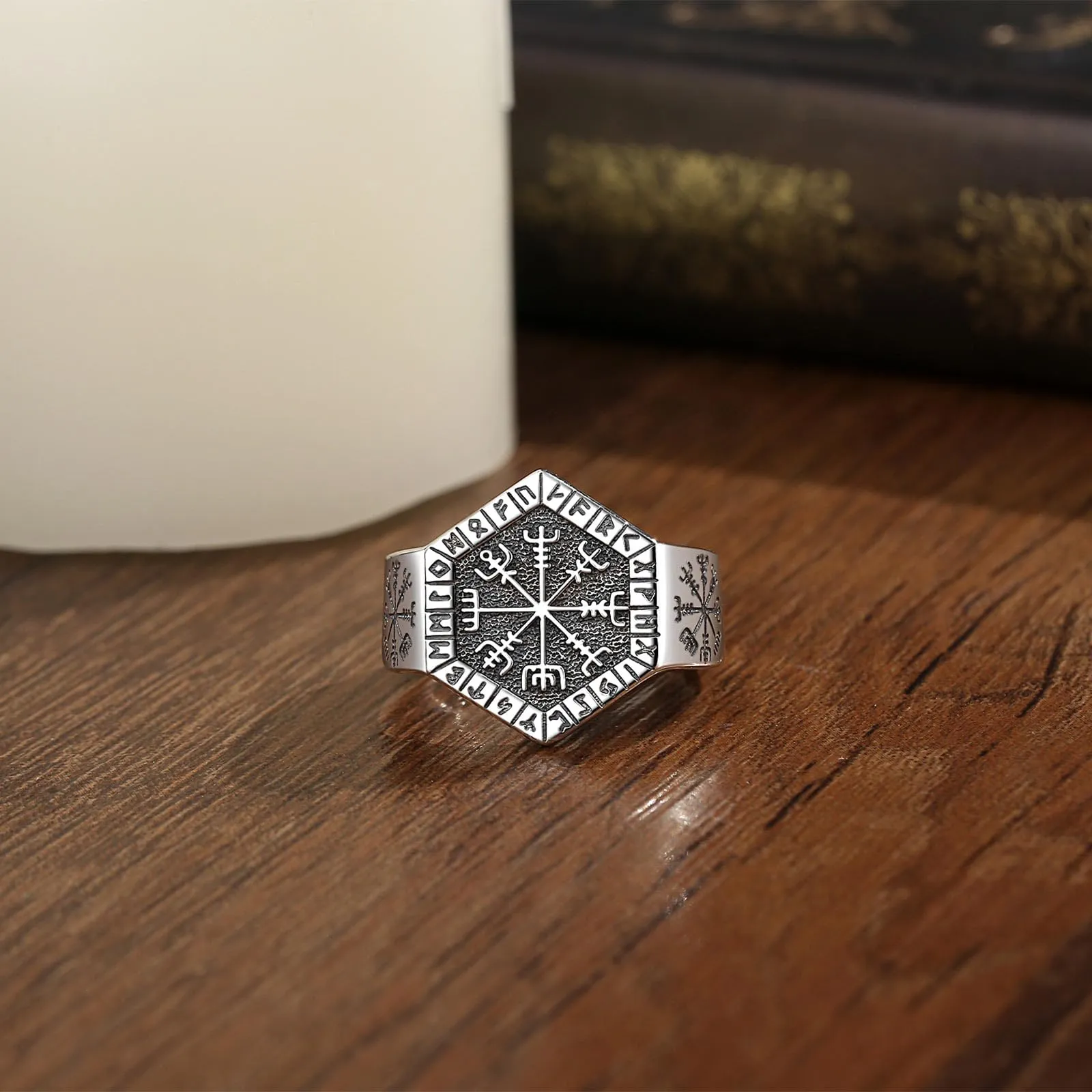 AEONSLOVE Anello Rune Vichinghe Regolabile Argento 925 Anello Vegvisir Vichingo per Uomo Donna Aperto Anelli Pollice Aperti Regolabili Gioielli Vichinghi Nordici - immagine 2