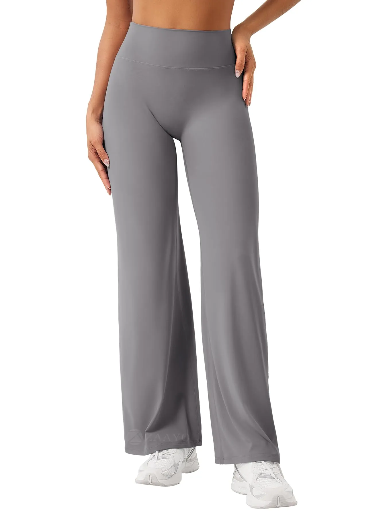 ZAAYO Leggings senza cuciture da donna a vita alta, leggings dritti a zampa d'elefante, leggings da yoga, leggings sportivi, leggings da palestra, pantaloni da yoga - regolari/lunghi/extra lunghi - immagine 1
