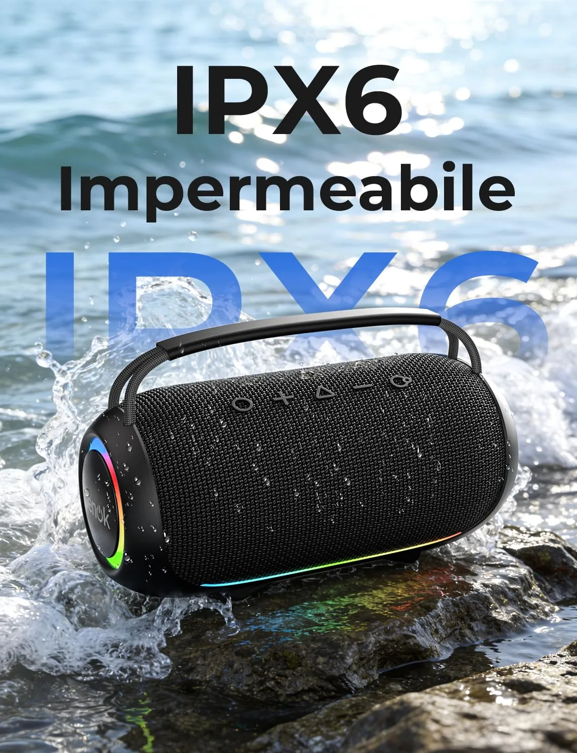 RIENOK Cassa Bluetooth Potente Portatile 80W Esterno Impermeabile IPX6 - immagine 3