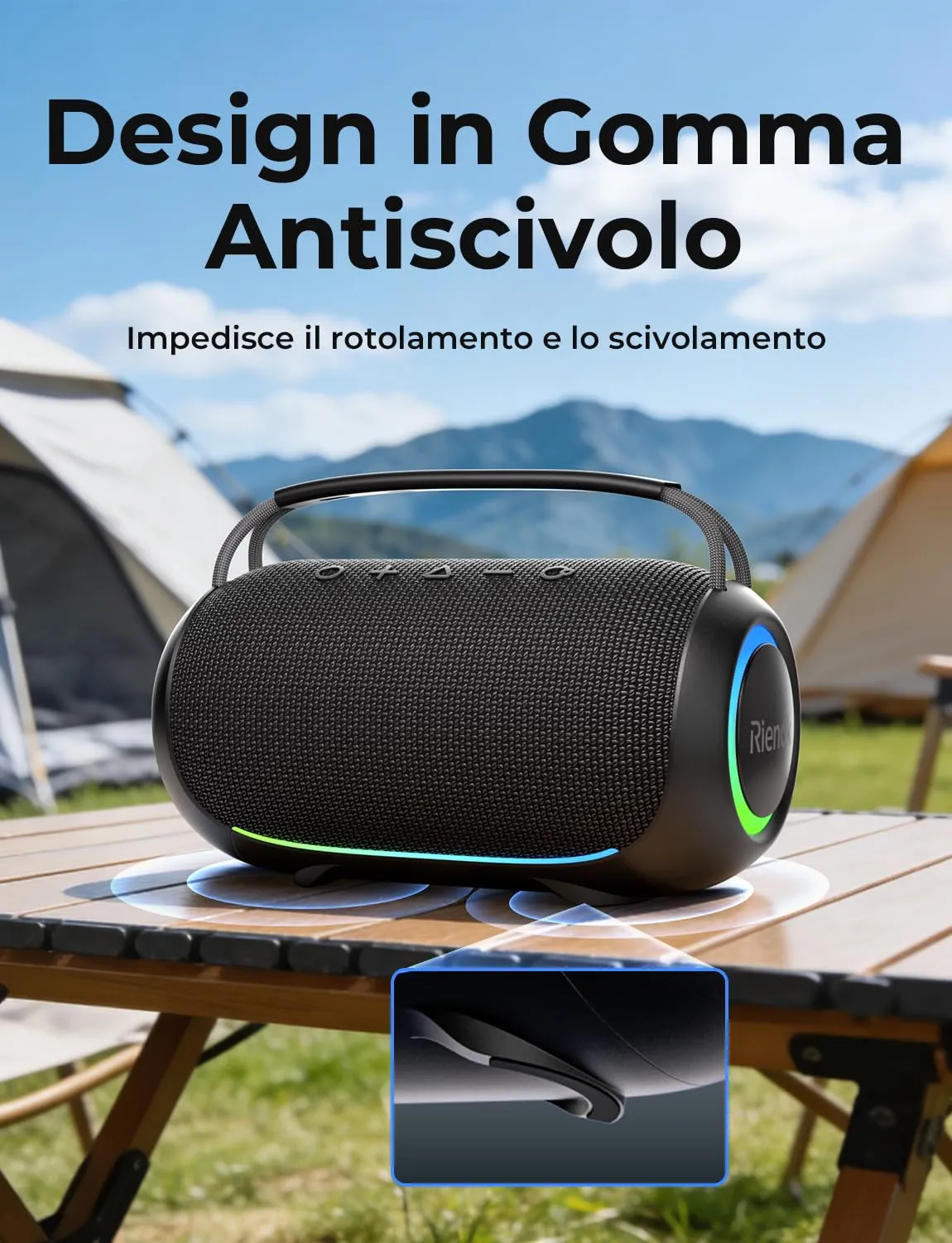 RIENOK Cassa Bluetooth Potente Portatile 80W Esterno Impermeabile IPX6 - immagine 9