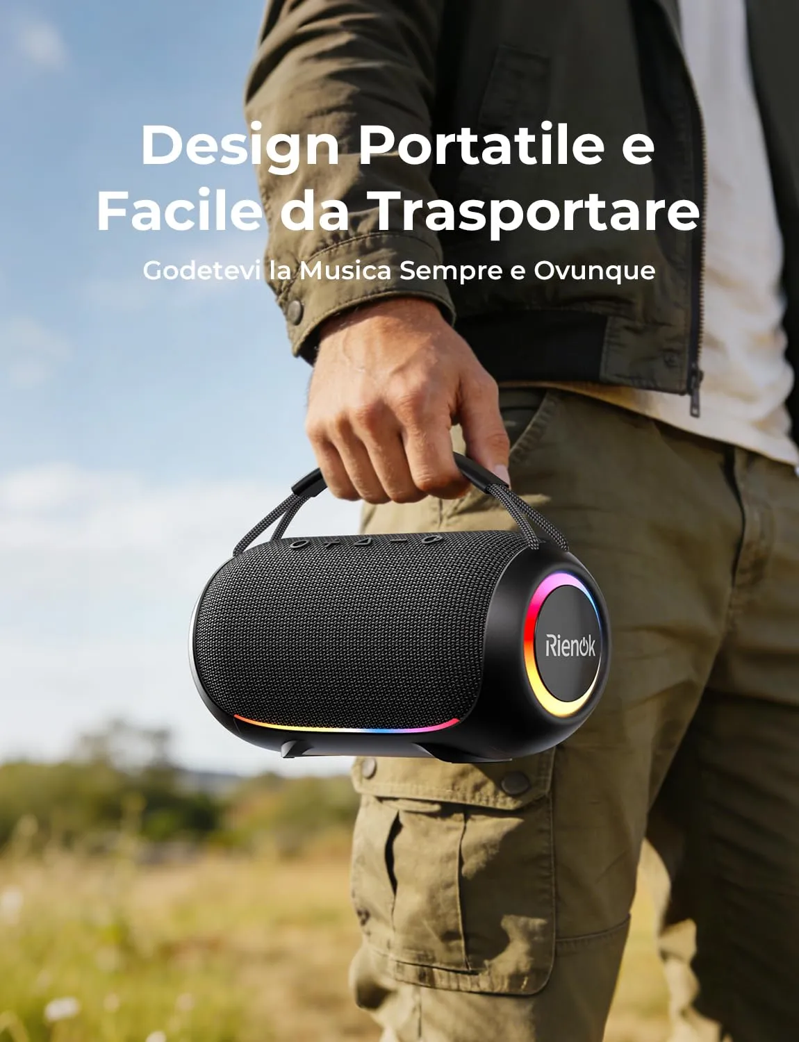 RIENOK Cassa Bluetooth Potente Portatile 80W Esterno Impermeabile IPX6 - immagine 10