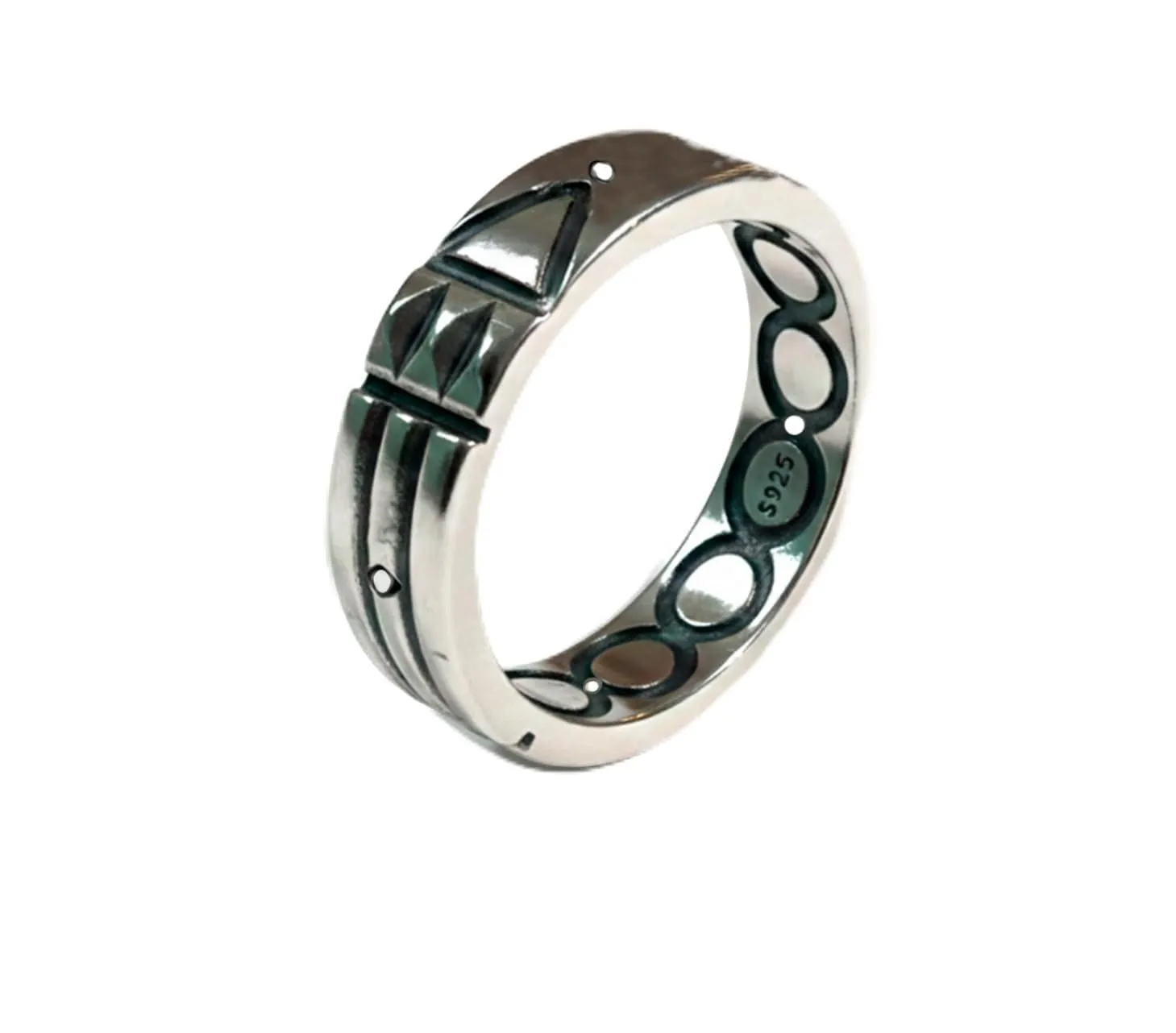 Only faith Anello Atlante originale in argento sterling 925, geometria sacra, amuleto di protezione, gioielli artigianali, taglie 5-12, Disponible En Tallas 5 A 12, Argento, Agata - immagine 1
