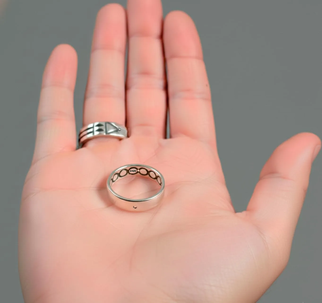 Only faith Anello Atlante originale in argento sterling 925, geometria sacra, amuleto di protezione, gioielli artigianali, taglie 5-12, Disponible En Tallas 5 A 12, Argento, Agata - immagine 3