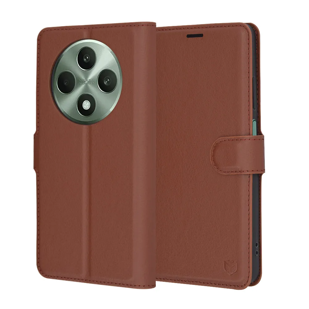 Custodia per Oppo Reno12 FS 5G / Reno12 FS 4G / Reno12 F 4G / Reno12 F, Techsuit, Leather Folio, Marrone - immagine 1