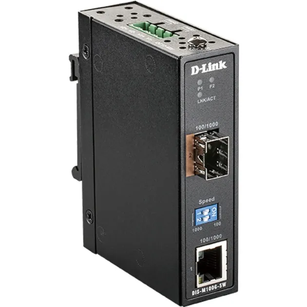 DIS-M100G-SW convertitore multimediale di rete 4000 Mbit/s Modalità multipla, Modalità singola Nero - immagine 1