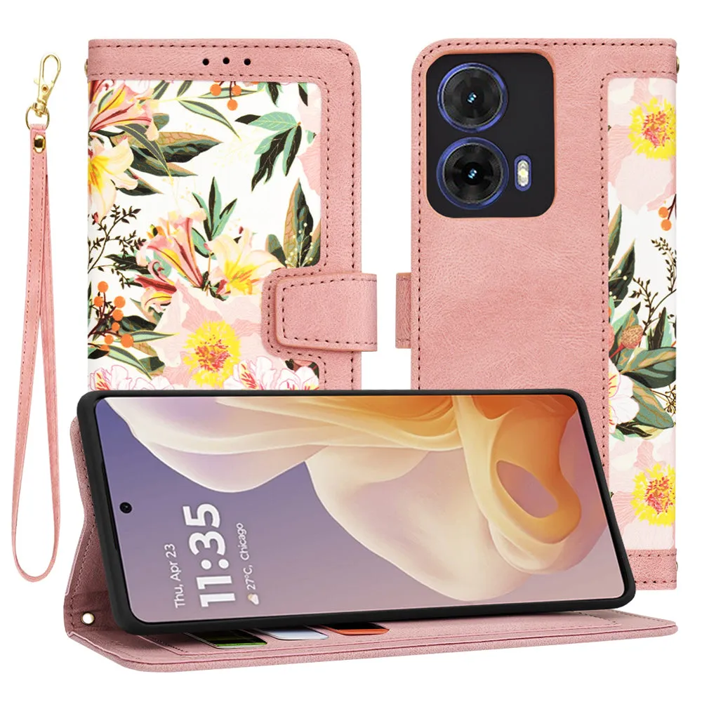 Custodia per Motorola Moto G85, Techsuit, FlipCraft, Rosa - immagine 1