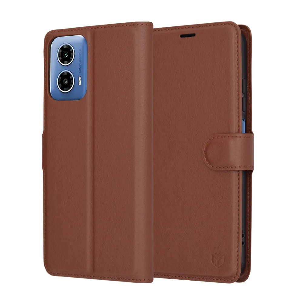 Custodia per Motorola Moto G45 / G34, Techsuit, Leather Folio, Marrone - immagine 1