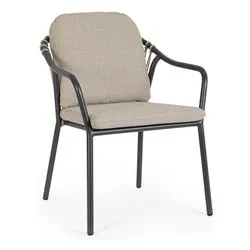 Sedia con braccioli alluminio, olefin EDVIGE Antracite 0663941 - immagine 1